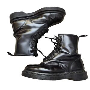 Dr. Martens Mono‎ Black Leather Ankle Boots Classic Combat Style US Women's 6